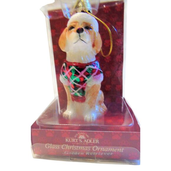 Kurt Adler Blown Glass Dog Ornament Golden Lab Retriever Christmas Figurine New - Picture 1 of 4